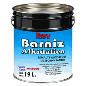 Barniz Natural Easy de secado rápido y acabado brilloso, cubeta de 19 litros.